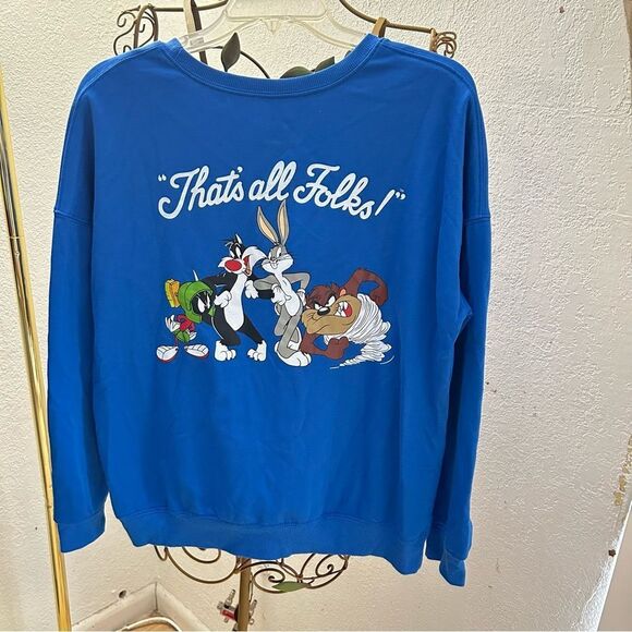 Looney Tunes Women's Blue Crewneck "Thats All Folks" Sweatshirt Size M - Picture 5 of 5